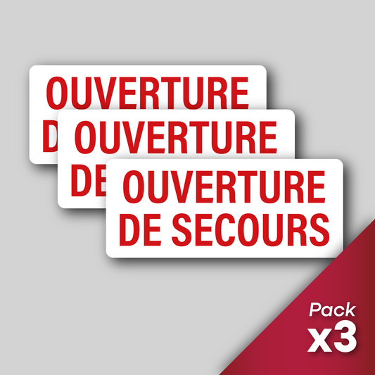 Pack 3 Stickers "Ouverture de secours"